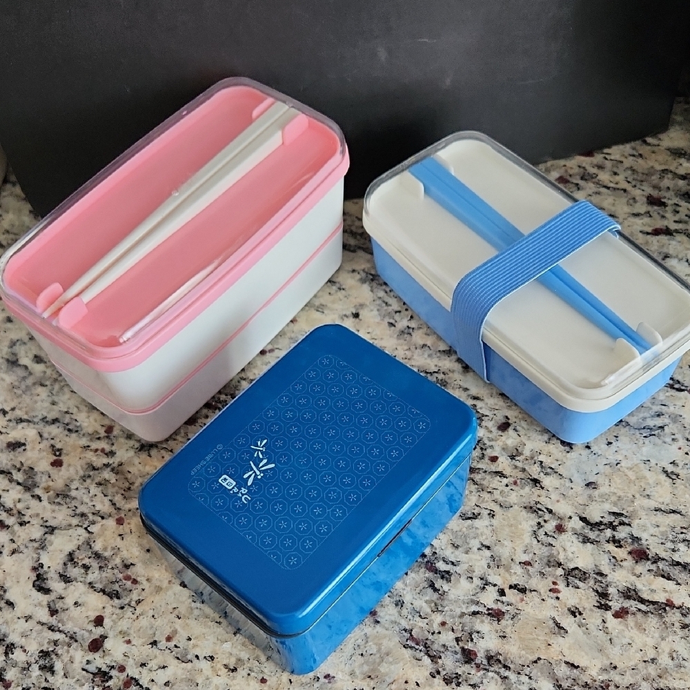 Blue and Pink Bento Lunch Box Set